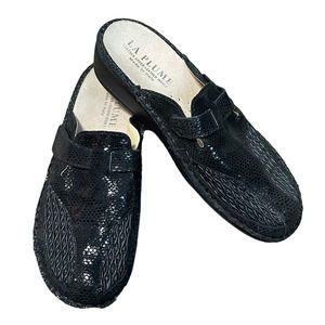 La Plume Slip On Leather Clogs Black‎ Women's 39 Comfort Mule Italian Made Shoes